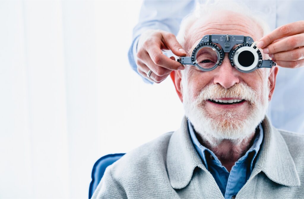 elder man getting a cataract eye exam