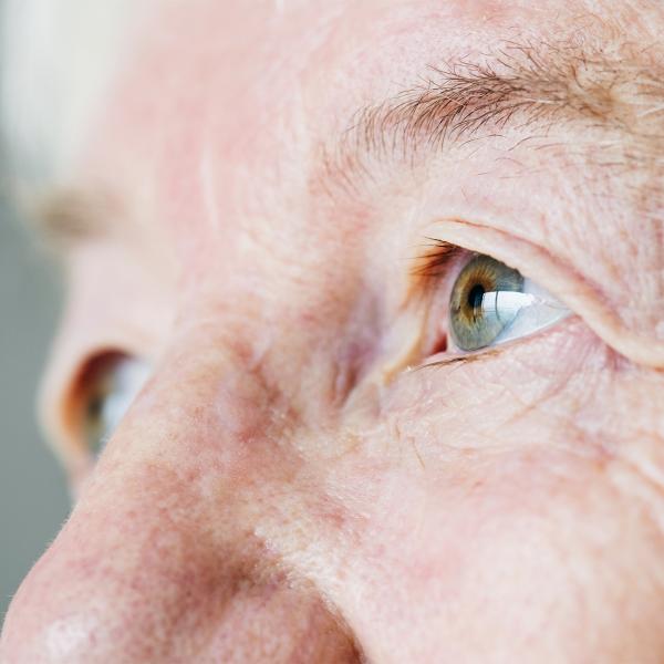 Close up of an old man's eyes from the side