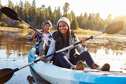 Couple enjoying time on a kayak