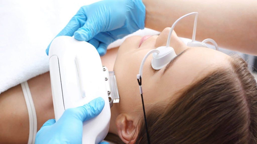 woman getting laser skin resurfacing treatment