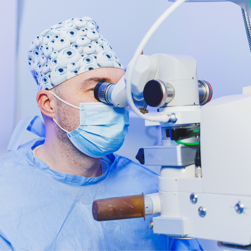Operation under a surgical microscope for vision correction. Eye surgery
