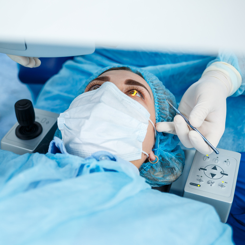 Medical laser eye correction. Medicine technology eye operation.