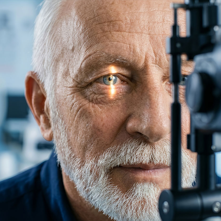Older man gets eye exam
