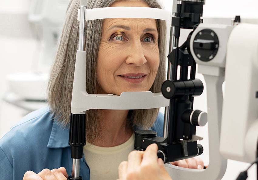 Ophthalmologist-examining-a-mature-woman's-eyes-with-a-slit-lamp-in-a-modern-clinic